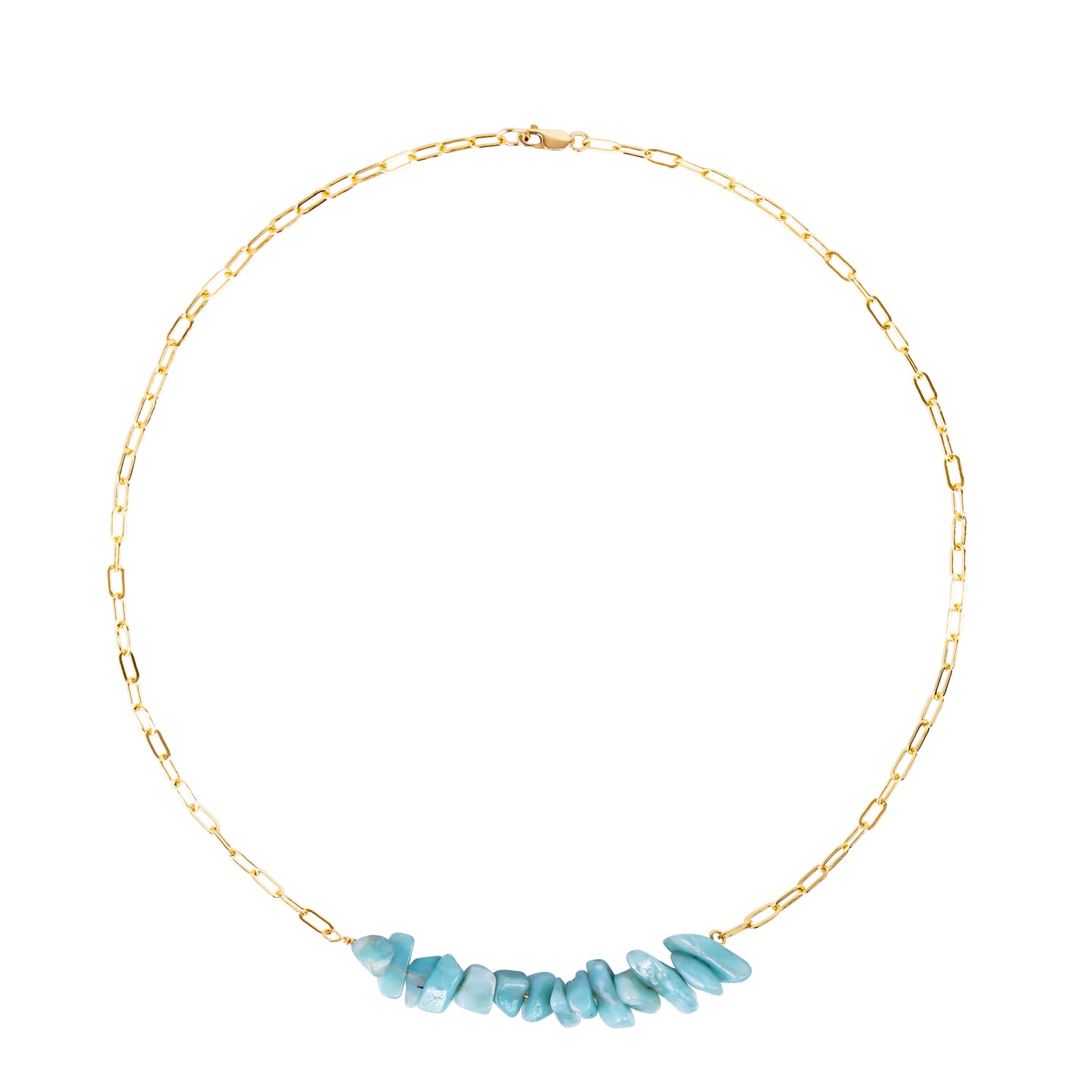 Chain Necklace with Teal Amazonite Chips
