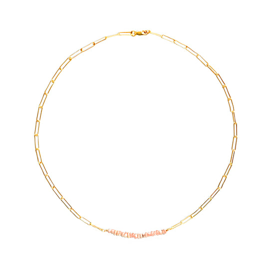 Gold Necklace with Pink Rhodcrosite Center