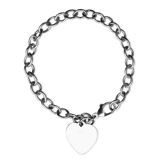 Sterling Silver Heart Charm Bracelet