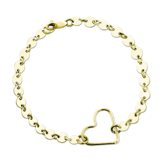 Coin Chain Bracelet with Center Heart