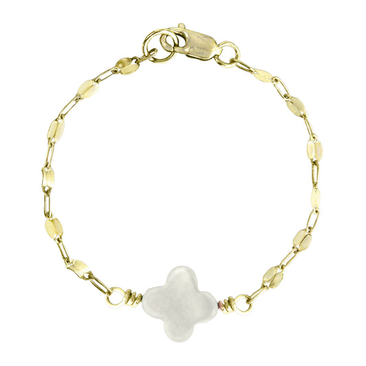 Mother of Pearl Clover on Gold Chain Bracelet