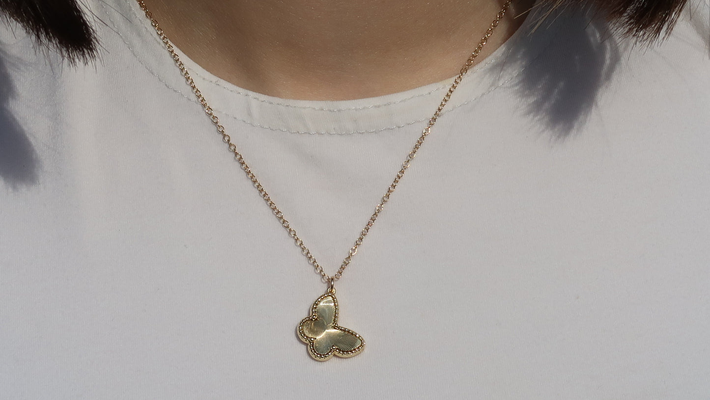 Butterfly Pendant on Gold Chain Necklace