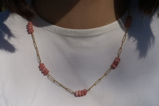 Gold and Pink Rhodcrosite Necklace