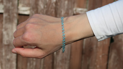 Silver and Blue Chain Double Bracelet