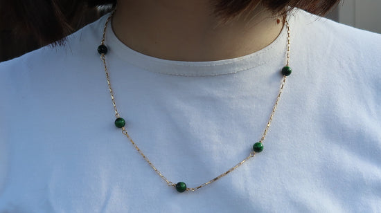 Necklace: Gold Filled Chain with Green Tiger&