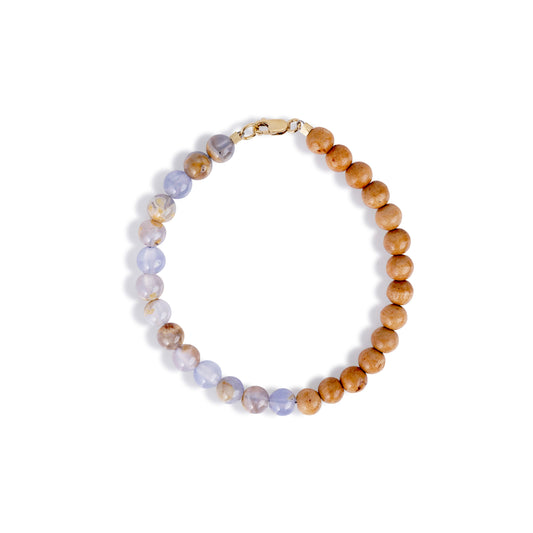 2-Tone Walnut and Chalcedony Bracelet