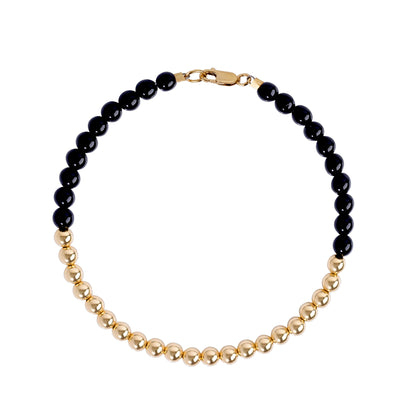 2-Tone Gold-Filled with Black Onyx Bracelet