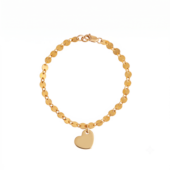 Coin Chain Bracelet with Heart
