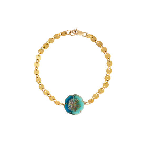 Coin Chain Bracelet with Flower