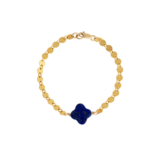 Coin Chain Bracelet with Blue Clover