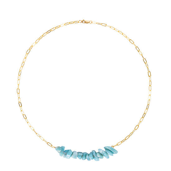 Chain Necklace with Teal Amazonite Chips